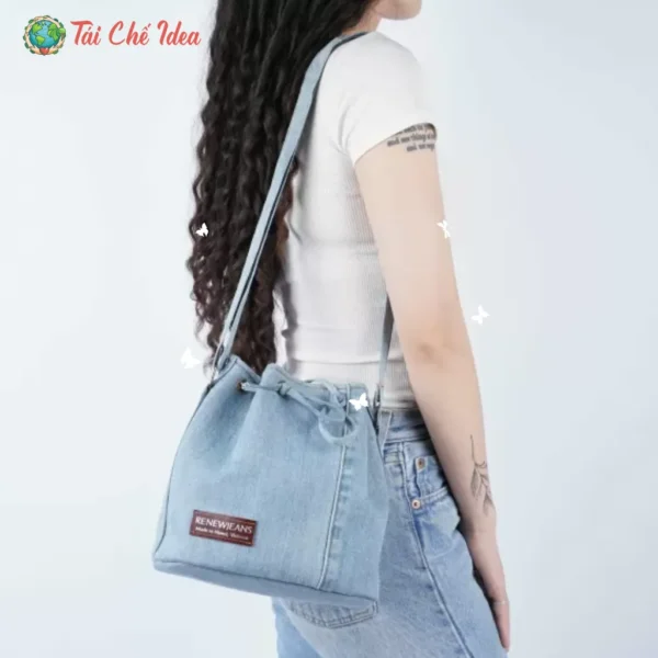 Túi Bucket Dây Rút Từ Jeans Tái Chế