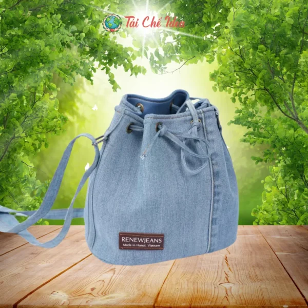 Túi Bucket Dây Rút Từ Jeans Tái Chế