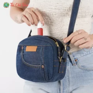 Túi Hộp Xanh Dương Đậm Từ Jeans Tái Chế, Tối Giản